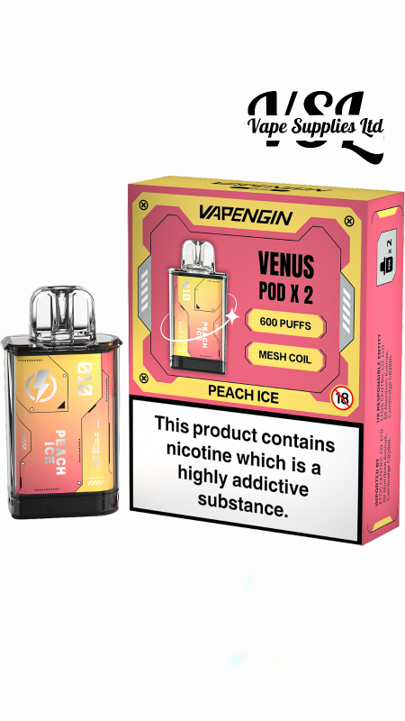 Vapengin VENUS Replacement Mesh Coil Peach Ice Flavour Pods Pack of 2