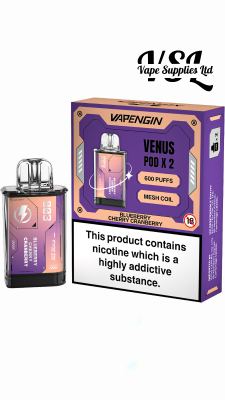 Vapengin VENUS Replacement Mesh Coil Blueberry Cherry Cranberry Flavour Pods Pack of 2