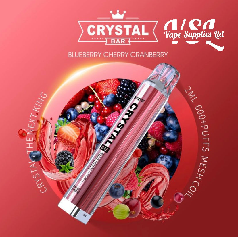 SKE Crystal Bar 600 Blueberry Cherry Cranberry Disposable Vape 20mg