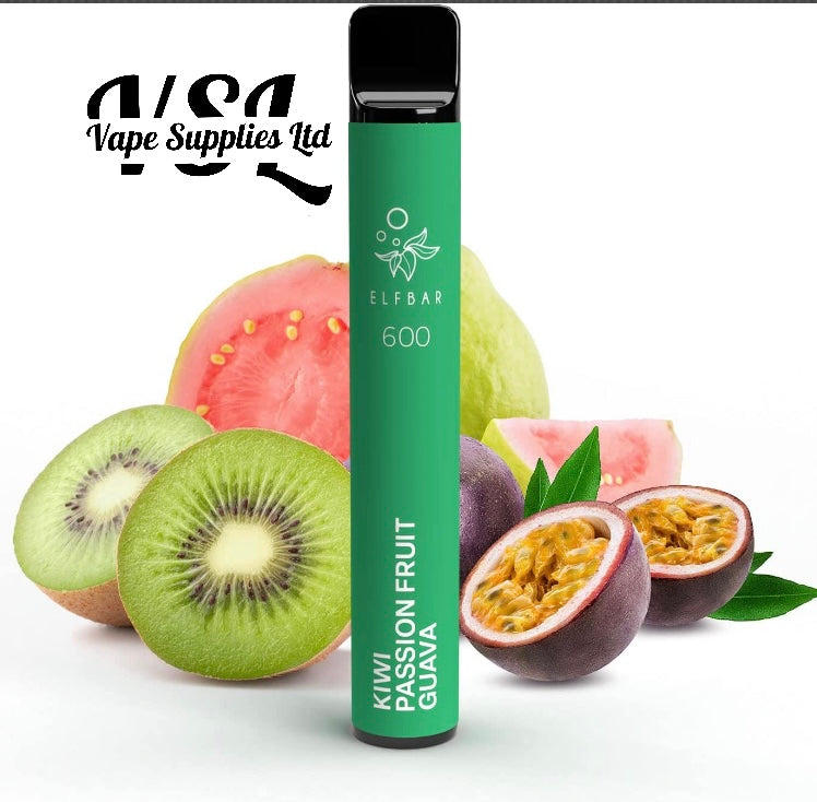 Elf Bar 600 Kiwi Passion Fruit Guava Disposable Vape 20mg