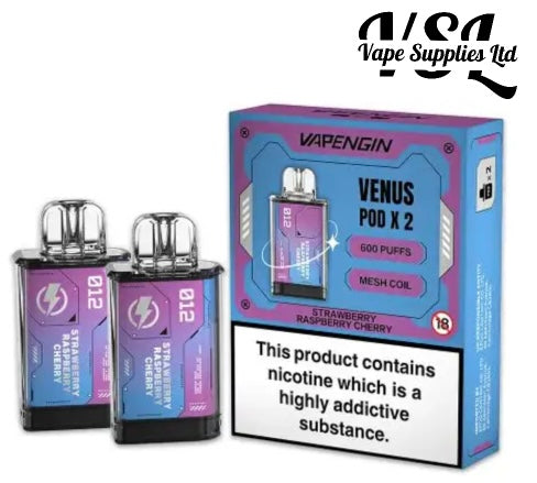 Vapengin VENUS Replacement Mesh Coil Strawberry Raspberry Cherry Flavour Pods Pack of 2