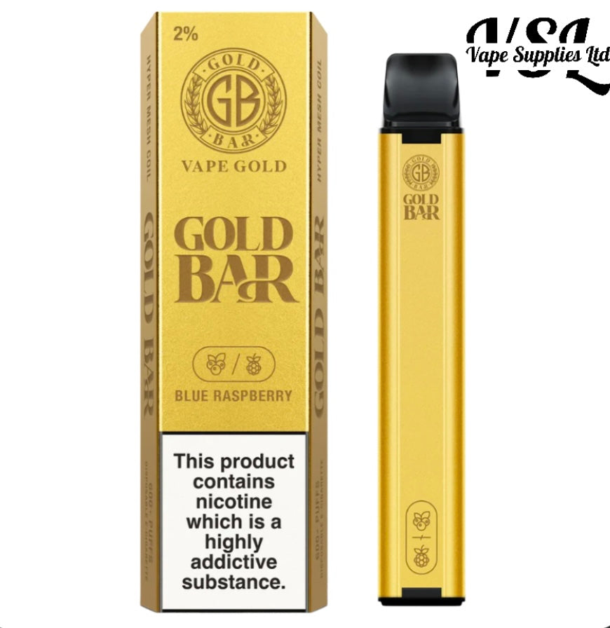 Gold Bar 600 Blue Raspberry Disposable Vape 20mg