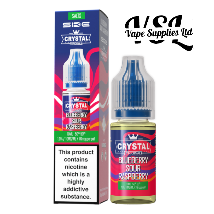 *NEW*IMPROVED FLAVOUR* SKE Crystal Blueberry Sour Raspberry Nic Salts 10ml E-Liquid