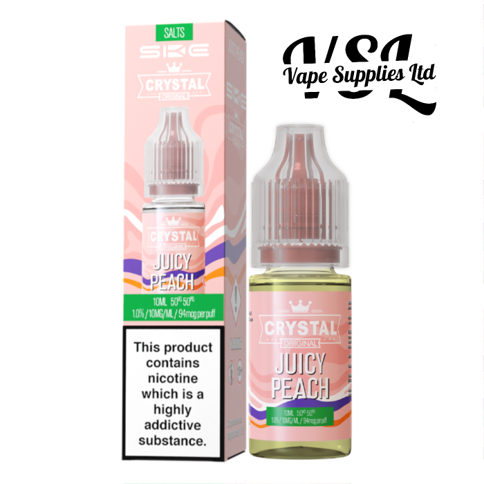 *NEW*IMPROVED FLAVOUR* SKE Crystal Juicy Peach Nic Salts 10ml E-Liquid