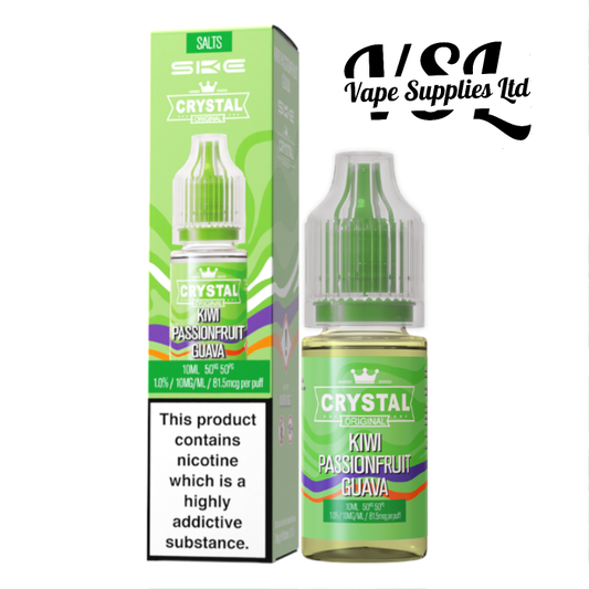 *NEW*IMPROVED FLAVOUR* SKE Crystal Kiwi Passion Fruit Guava Nic Salts 10ml E-Liquid