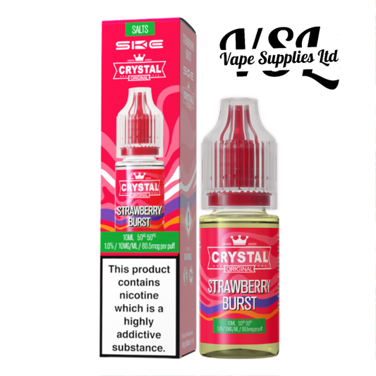 *NEW*IMPROVED FLAVOUR* SKE Crystal Strawberry Burst Nic Salts 10ml E-Liquid