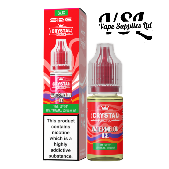 *NEW*IMPROVED FLAVOUR* SKE Crystal Watermelon Ice Nic Salts 10ml E-Liquid