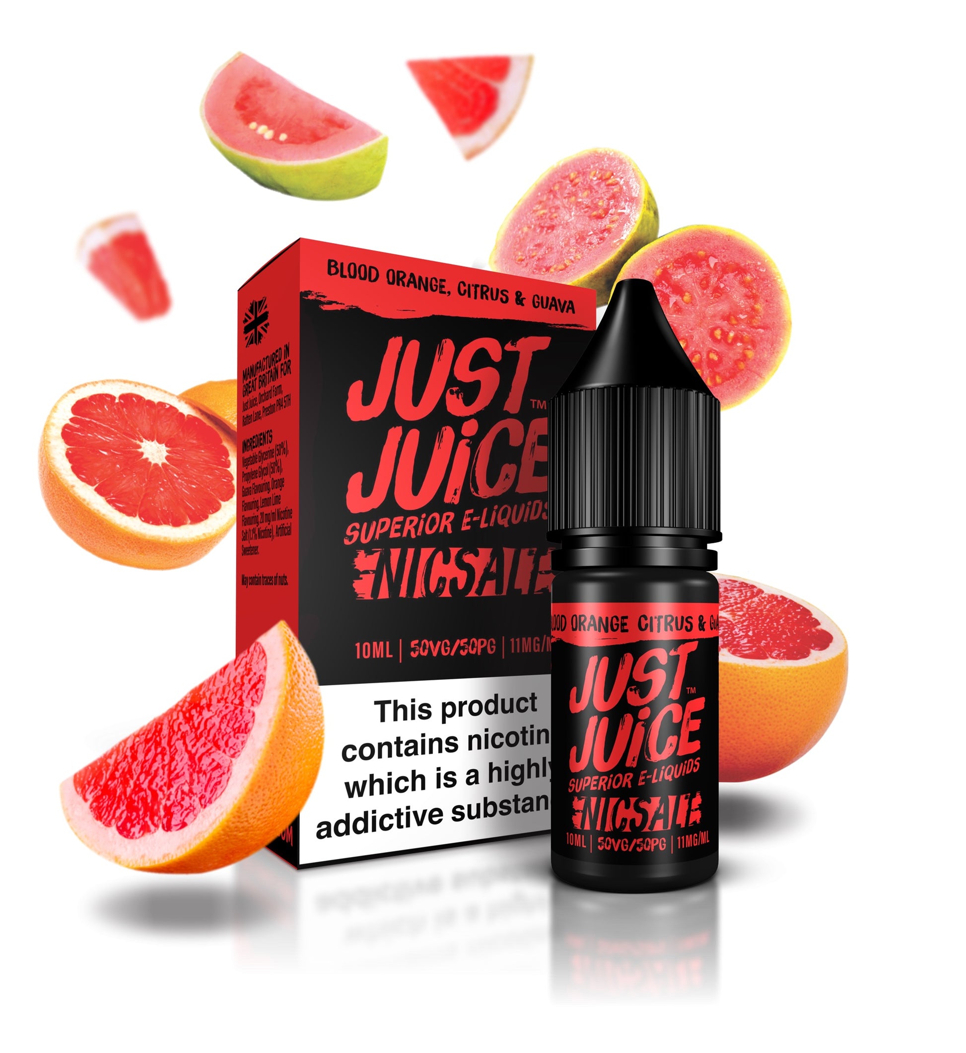 Blood Orange, Citrus & Guava Nic Salt E-Liquid by Just Juice | Vape Supplies Aberdeenshire