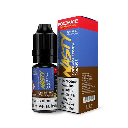 Caramel Cream Cookies Nic Salt E-Liquid by Nasty Juice Podmate | Vape Supplies Aberdeenshire